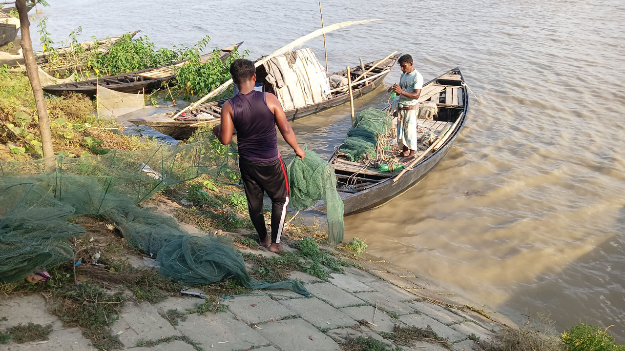 নিষিদ্ধ জালে পদ্মায় চলছে মাছ শিকার