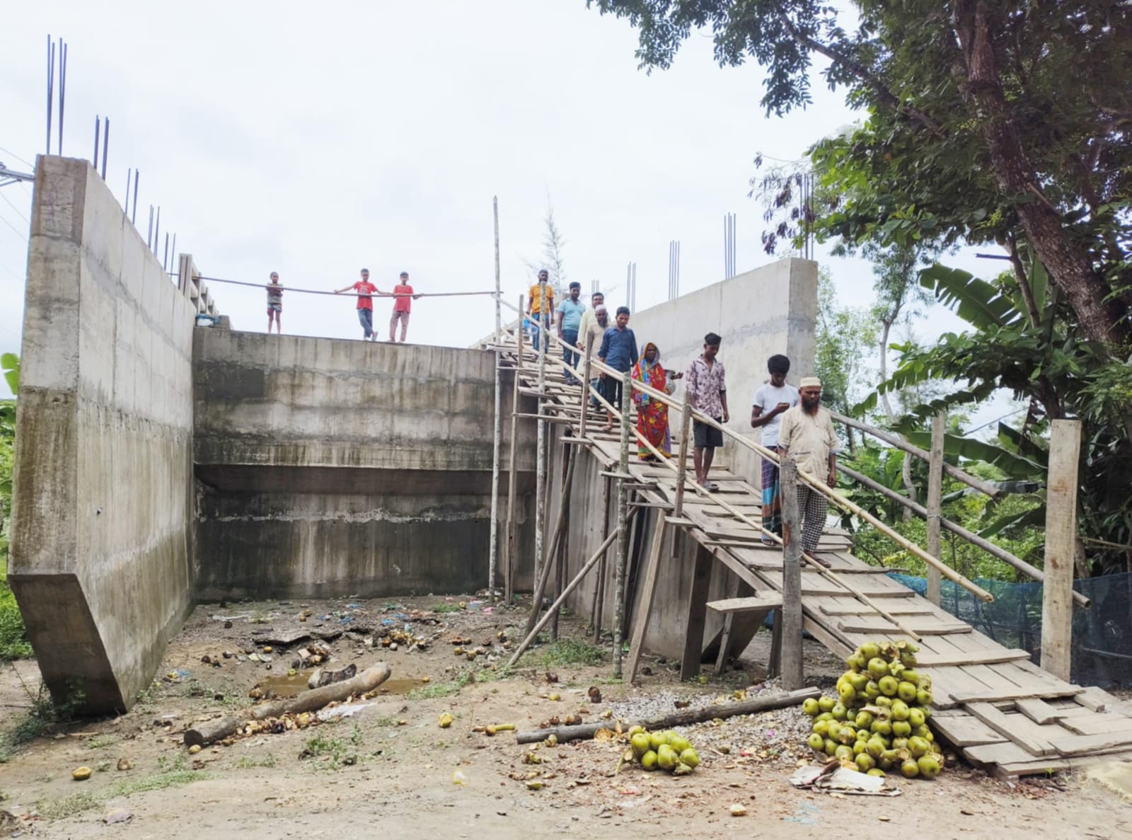 আমতলীতে সোয়া ৬ কোটি টাকার সেতুতে উঠতে লাগছে মই